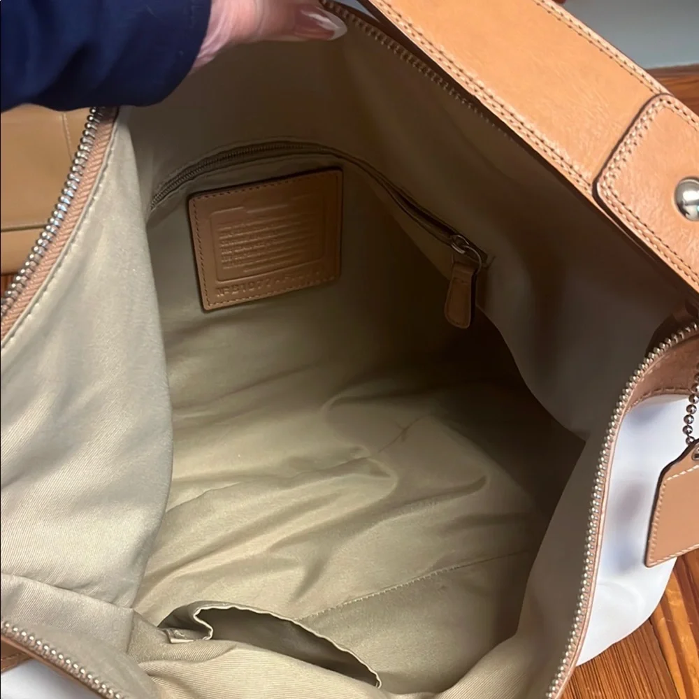 Coach White and Tan Hobo Bag with Crescent Shape - Picture 15 of 16